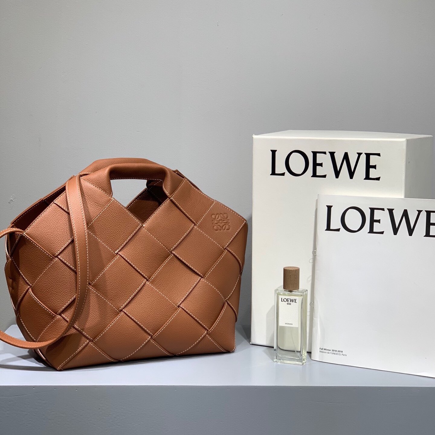 Loewe Woven Basket Gingham Bag