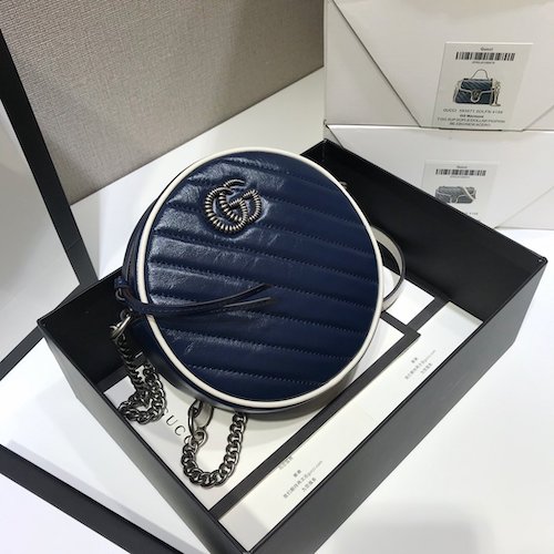 Gucci marmont round bag navy blue