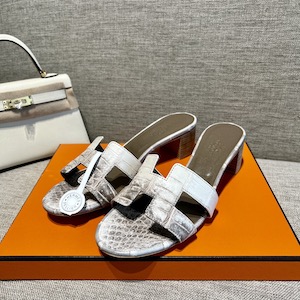 Hermes slippers crocodile leather 